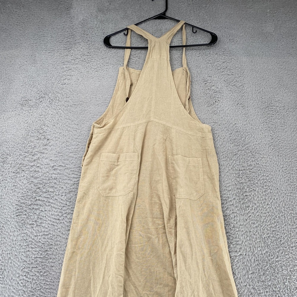 Boho Harem Overalls Jumpsuit Womens L/XL Beige Cotton Drop Crotch Loose Baggy - Picture 11 of 13